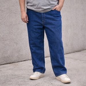 Vintage Blue Denim Jeans Size 48 Waist Relaxed‎ Straight Fit Plus